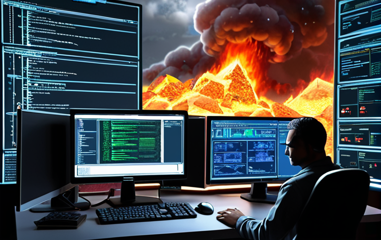 **
"A layered defense system protecting a web application. In the foreground, a firewall blocks malicious traffic. Behind it, code analysis tools highlight vulnerabilities in the source code. In the background, security engineers monitor logs for intrusion attempts, with a cloud security icon subtly visible. The overall scene represents a multi-faceted approach to software security from design to operation. Cybersecurity concept art, digital illustration."
**