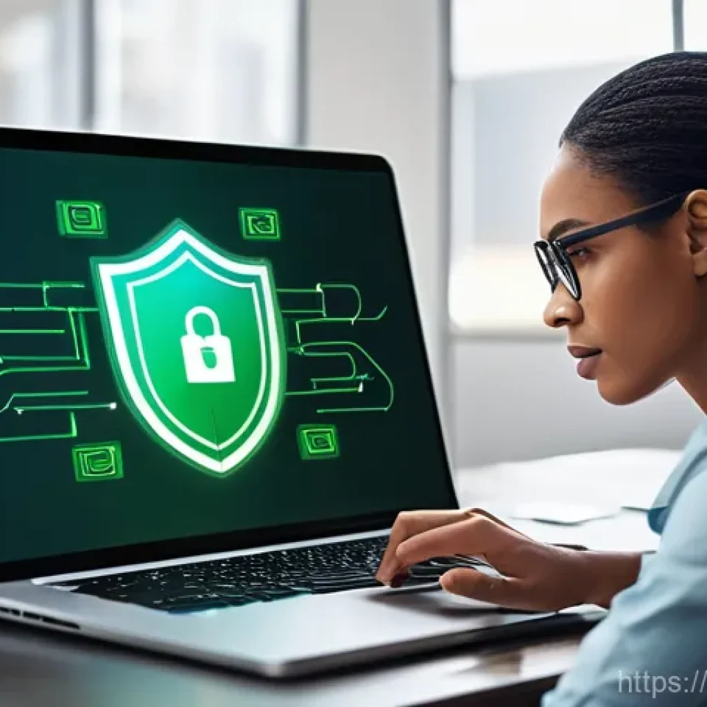 사이버보안 생활 습관 점검하기 위한 앱 추천 - **Image Prompt 1: Digital Fortress**
    A diverse adult, looking focused and confident, is seated a...