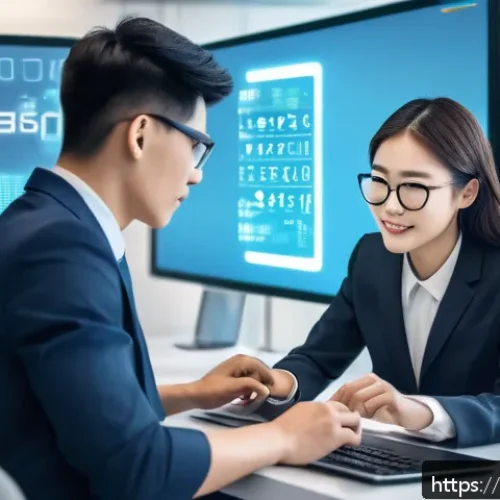 매일 실천해야 할 사이버보안 체크리스트 - A modern office scene showing a diverse group of professionals practicing strong digital security ha...